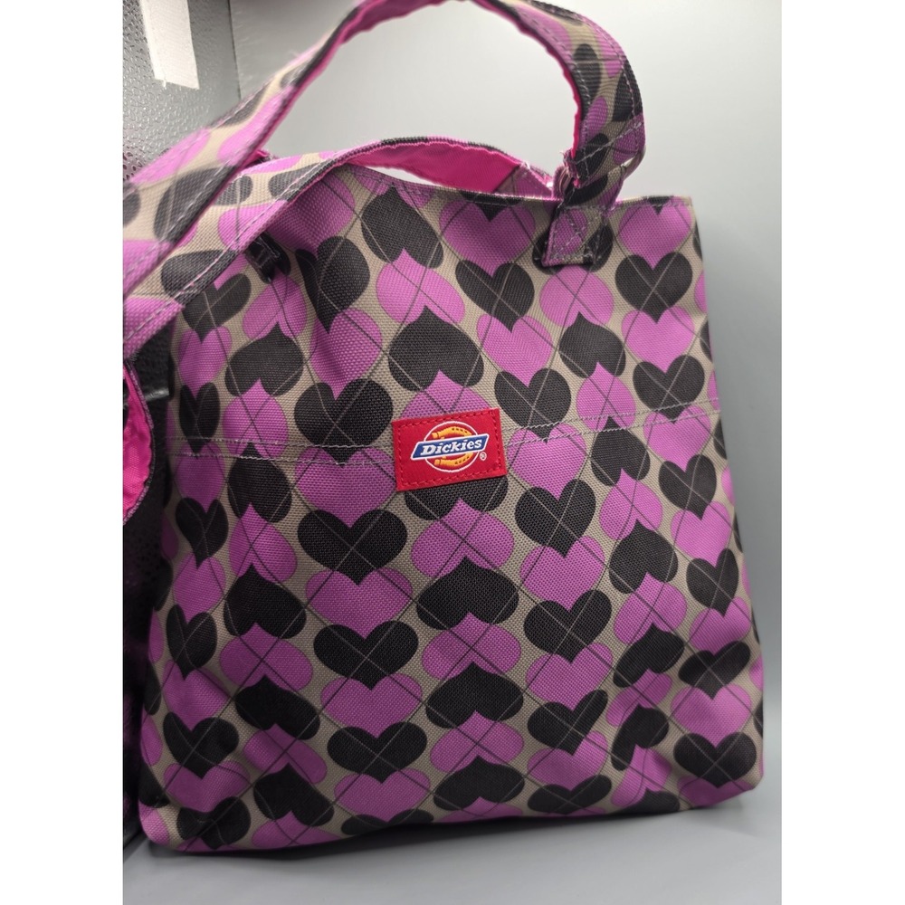 Dickies Pink Purple Black Heart Print Tote Shoulder Bag Handbag
